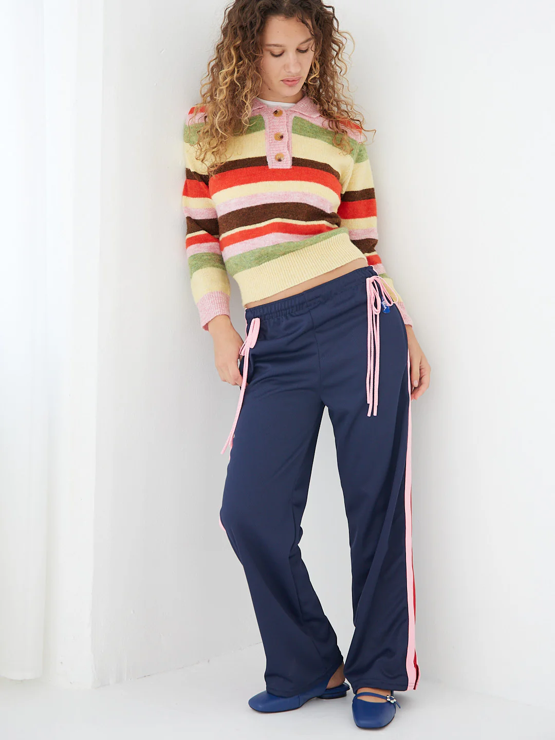 Alaia Polo Sweater - Pink Stripe - Image 5
