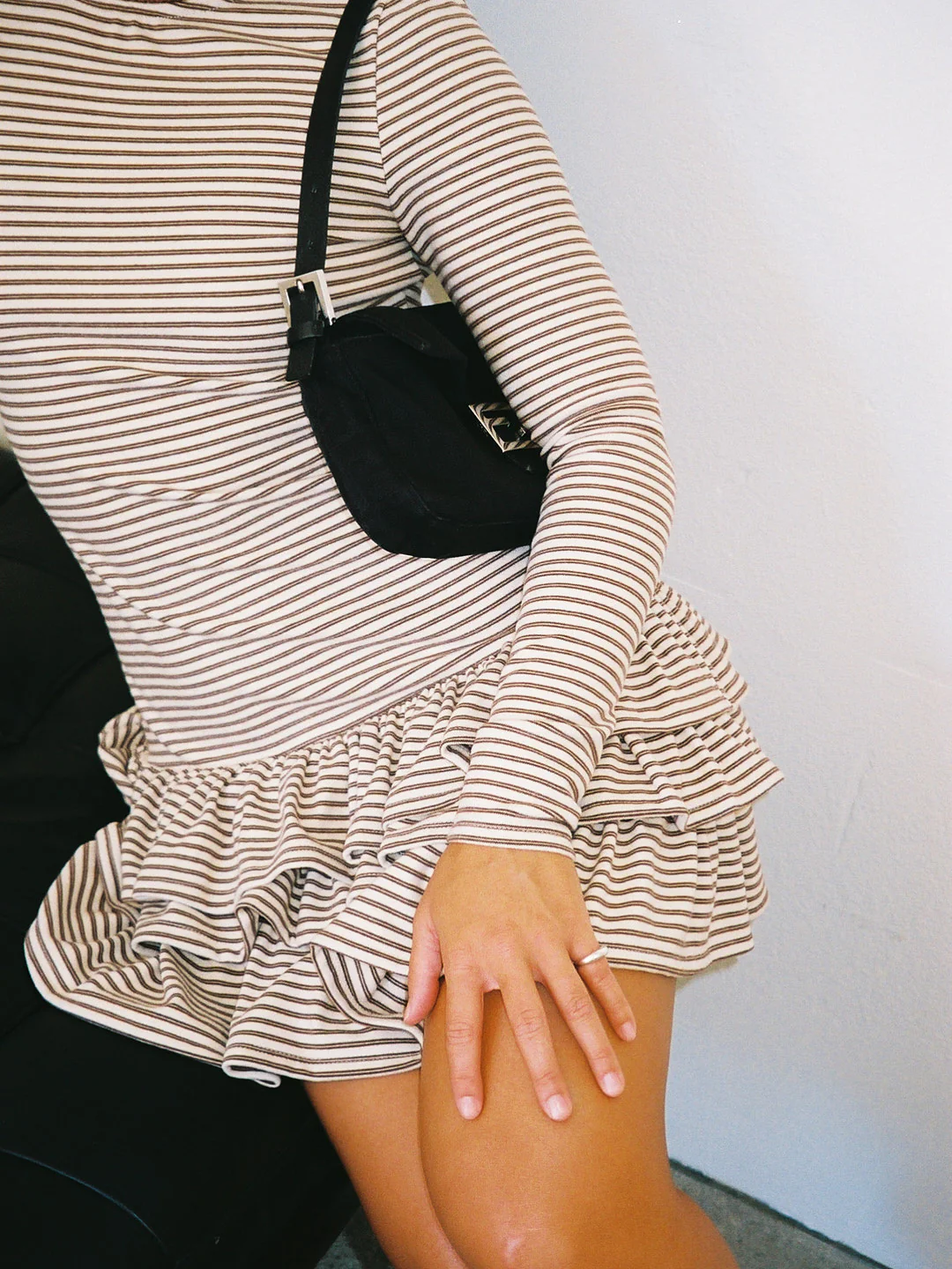 Colette Mini Dress - Brown Stripe - Image 6