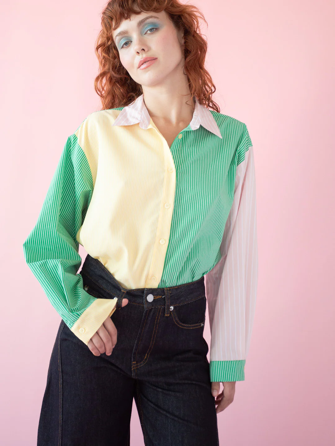 Amy Long Sleeve Button Up - Soft Stripe - Image 6